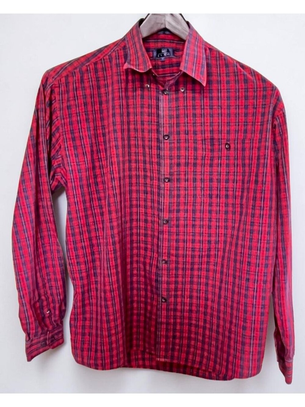 Enro Button-Down Shirt Red Plaid Chatham Cloth Mens Size LT Long Sleeve